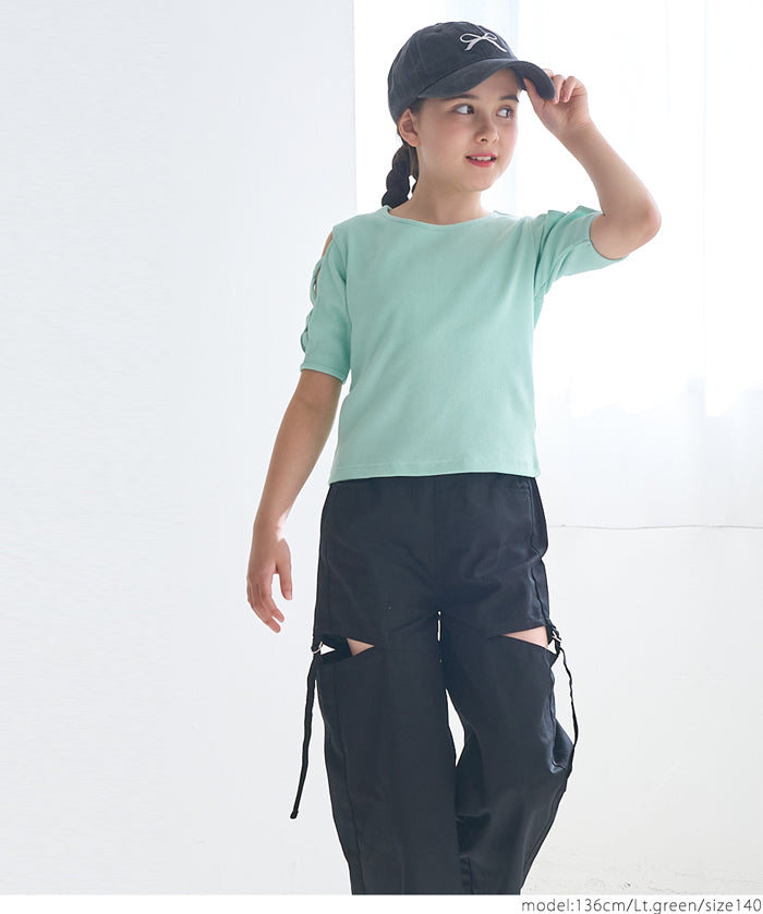 童裝袖子綁帶造型短袖上衣