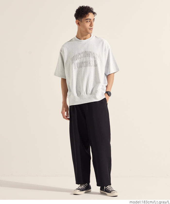 男裝英字刺繡圓領短袖衛衣