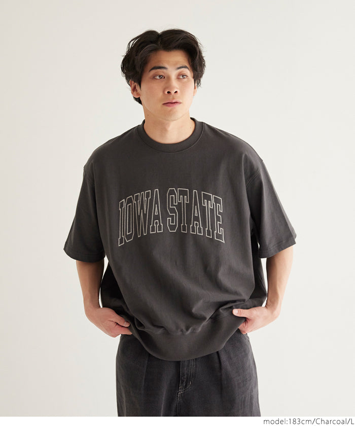 男裝英字刺繡圓領短袖衛衣