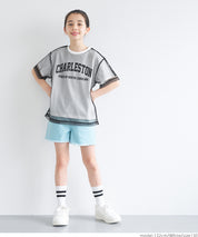 外罩薄紗造型圓領短袖上衣 T-shirt