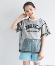 外罩薄紗造型圓領短袖上衣 T-shirt