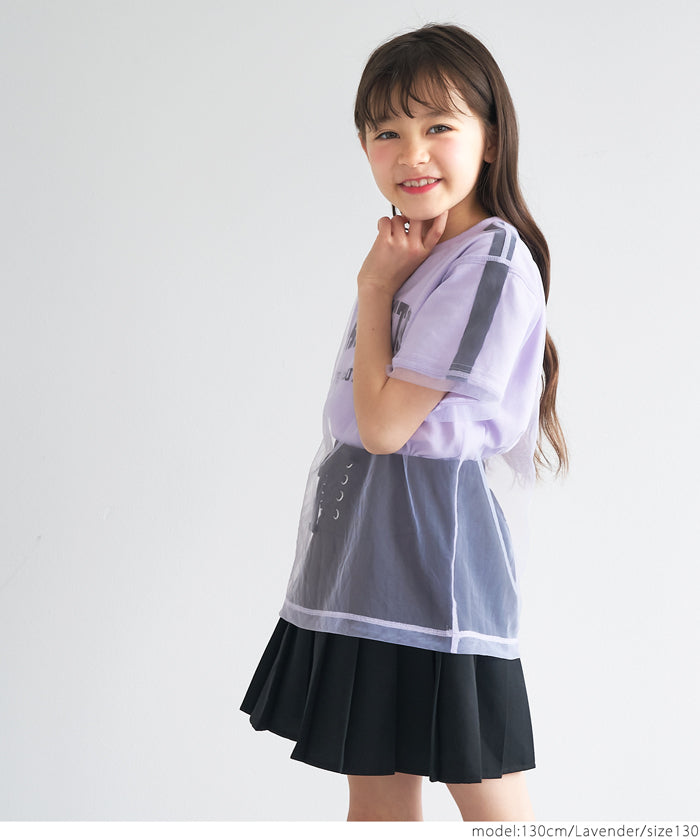 外罩薄紗造型圓領短袖上衣 T-shirt