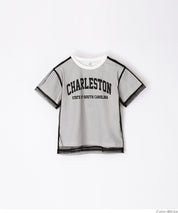 外罩薄紗造型圓領短袖上衣 T-shirt