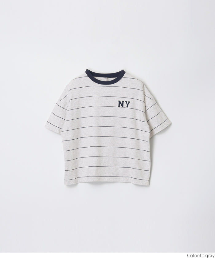 童裝LOGO條紋短袖上衣