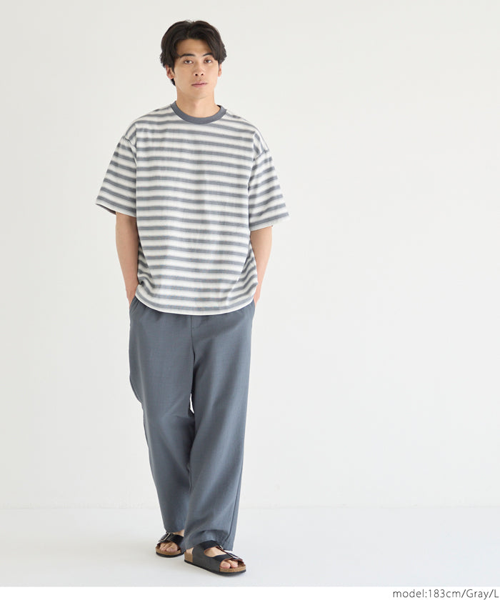 男裝條紋圓領休閒短袖上衣