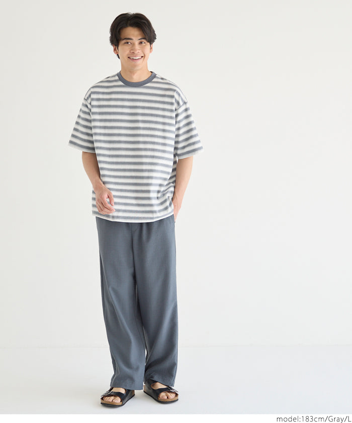 男裝條紋圓領休閒短袖上衣