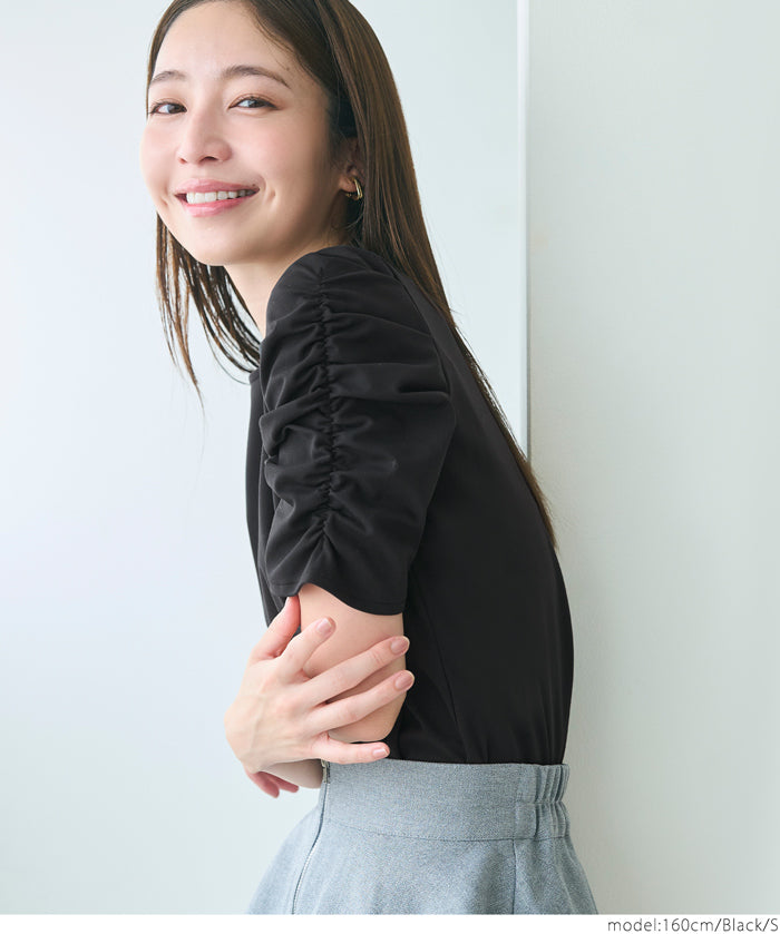 日系公主袖純色短袖上衣