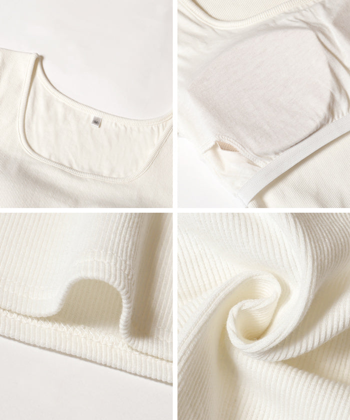 ［特價$129→$99］OUT BRA帶胸墊方領短款短袖上衣 Tee