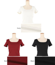 ［特價$129→$99］OUT BRA帶胸墊方領短款短袖上衣 Tee