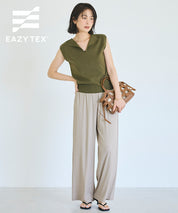 簡約螺紋垂感休閒闊腿長褲 (relaxed ribbed pants )