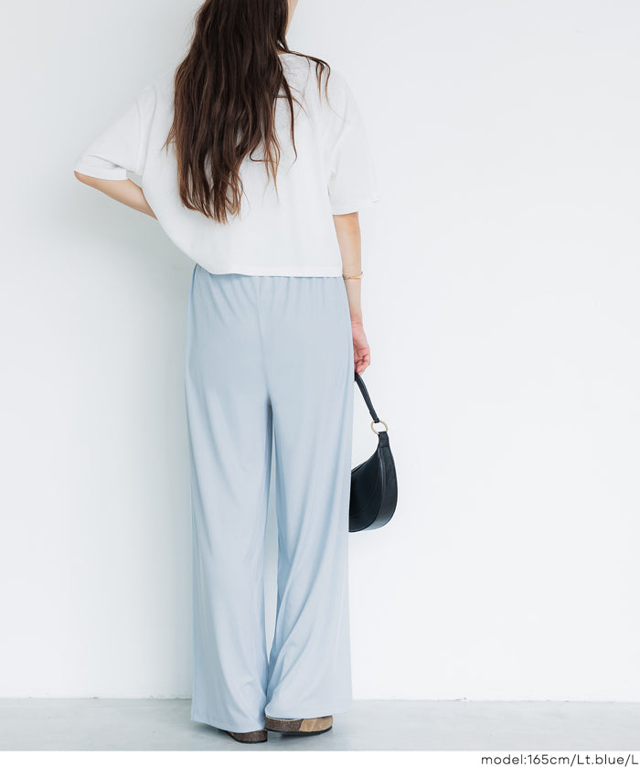 簡約螺紋垂感休閒闊腿長褲 (relaxed ribbed pants )