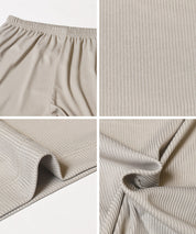 簡約螺紋垂感休閒闊腿長褲 (relaxed ribbed pants )