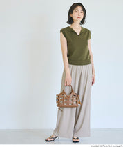 簡約螺紋垂感休閒闊腿長褲 (relaxed ribbed pants )
