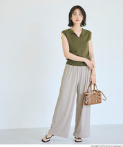 簡約螺紋垂感休閒闊腿長褲 (relaxed ribbed pants )