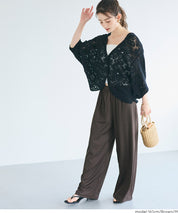 簡約螺紋垂感休閒闊腿長褲 (relaxed ribbed pants )
