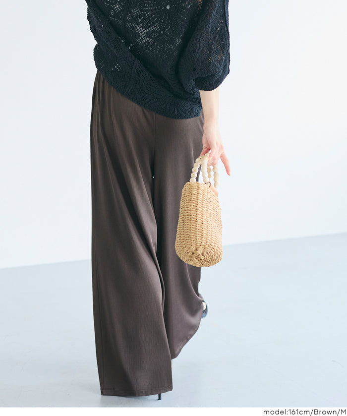 簡約螺紋垂感休閒闊腿長褲 (relaxed ribbed pants )
