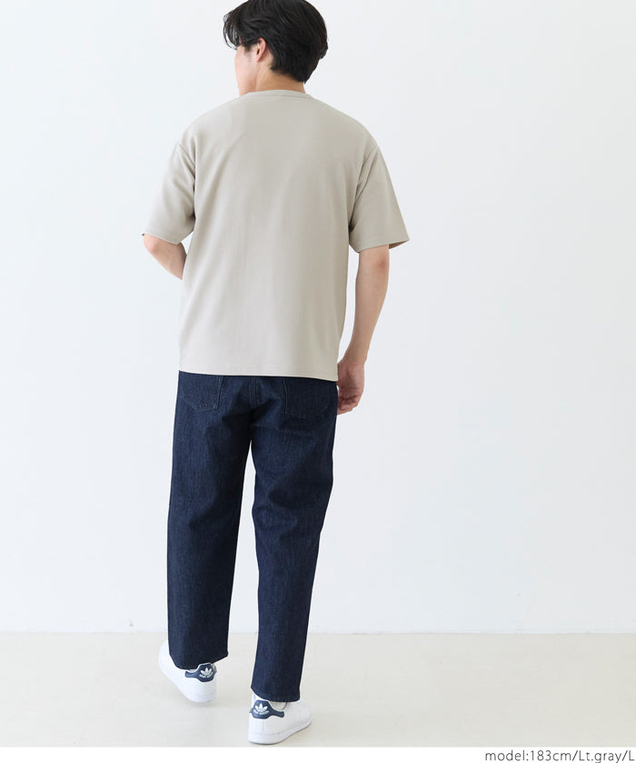 【壓紋機能】男裝胸前口袋短袖上衣