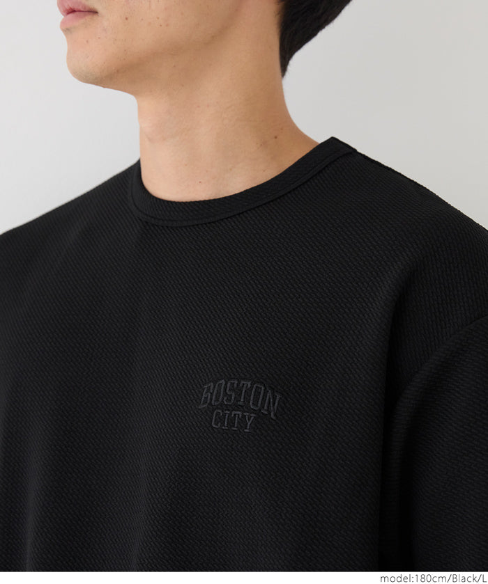 【壓紋機能】男裝刺繡LOGO短袖上衣