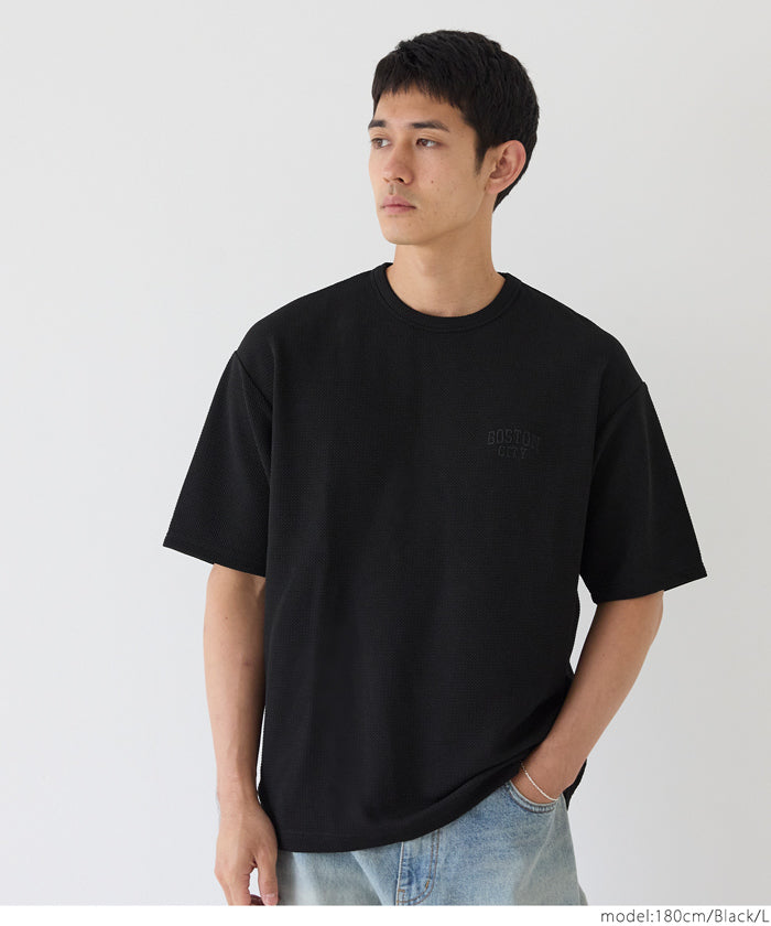 【壓紋機能】男裝刺繡LOGO短袖上衣