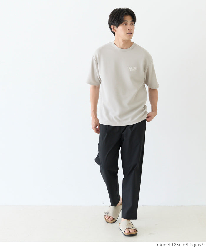 【壓紋機能】男裝刺繡LOGO短袖上衣