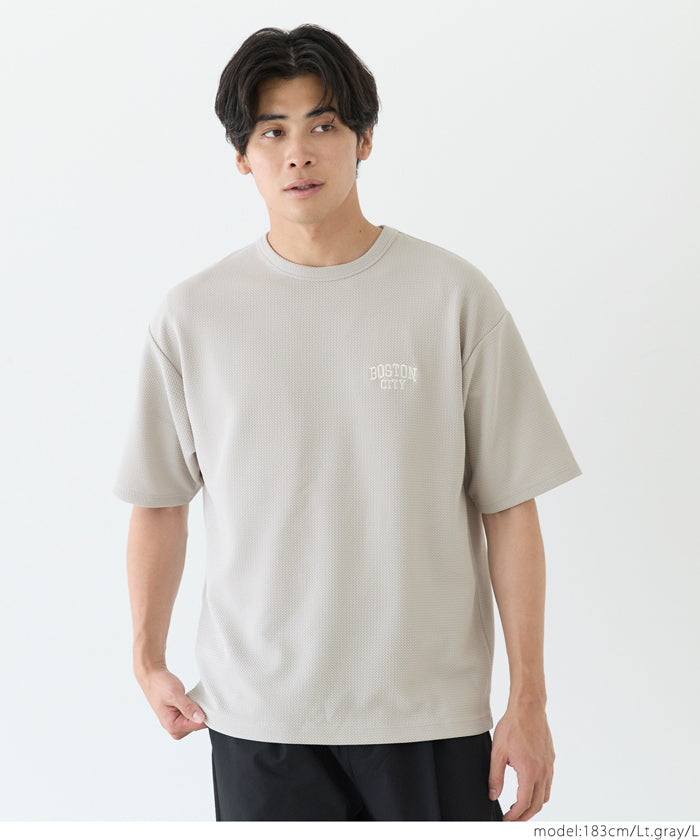 【壓紋機能】男裝刺繡LOGO短袖上衣