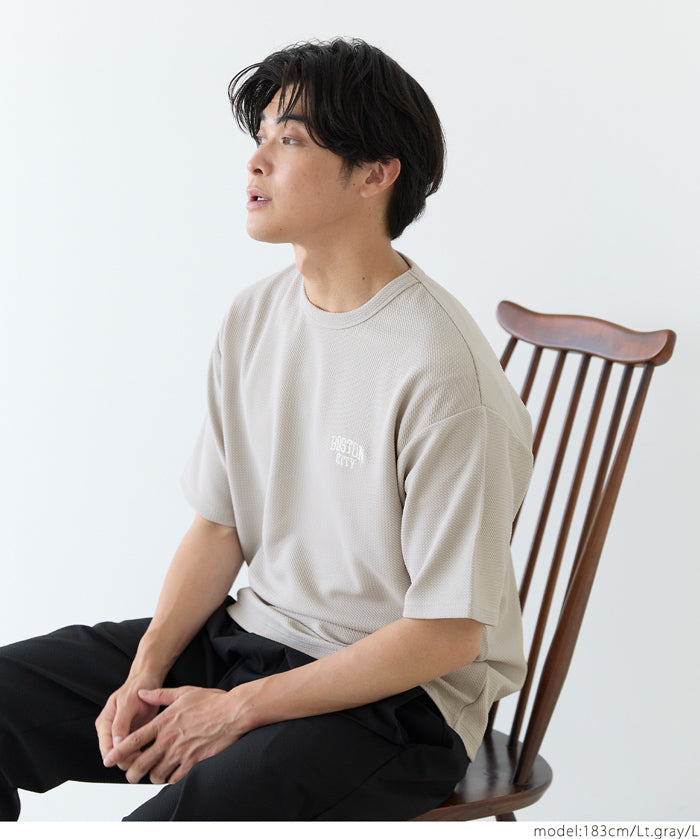 【壓紋機能】男裝刺繡LOGO短袖上衣
