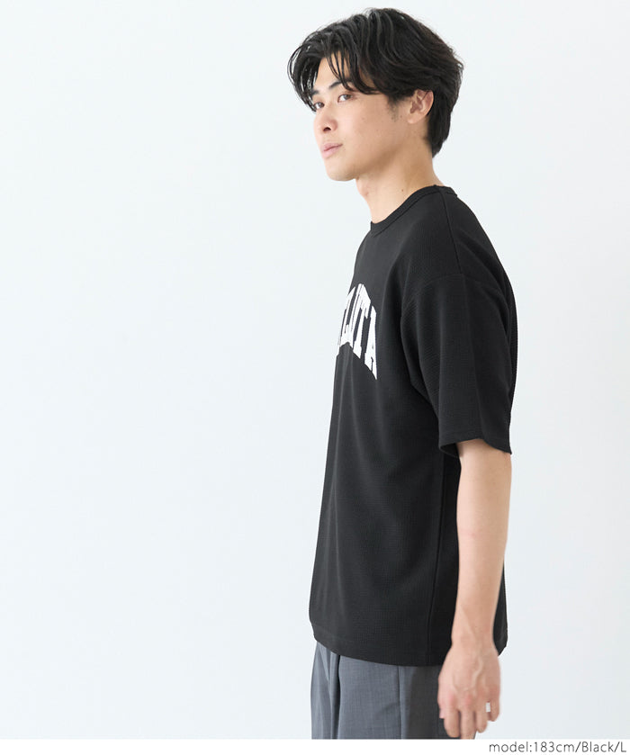 【壓紋機能】男裝印花LOGO休閒上衣