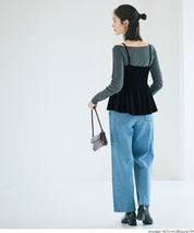 日系優雅荷花下擺絲絨吊帶背心