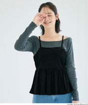 日系優雅荷花下擺絲絨吊帶背心