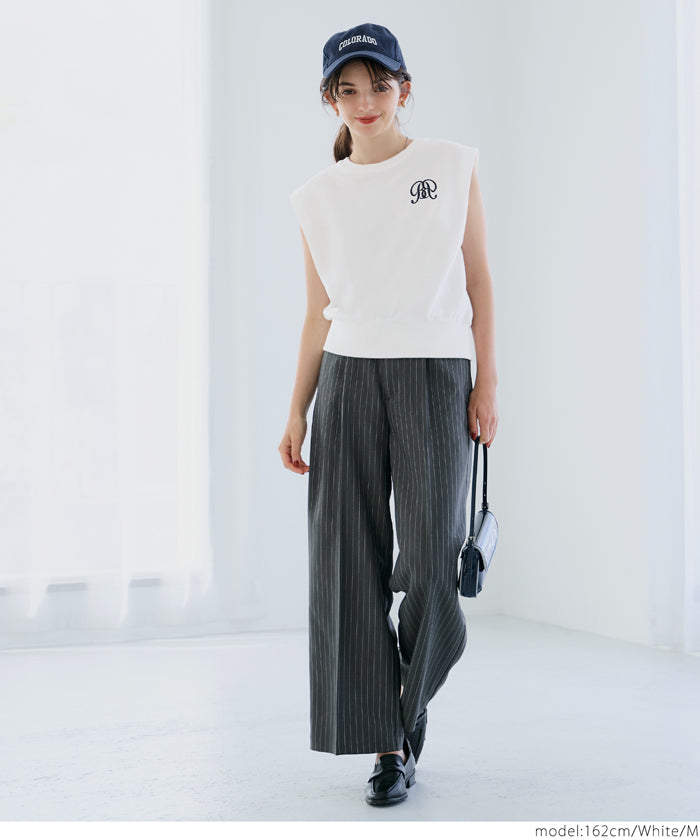 學院風刺繡LOGO短版無袖背心