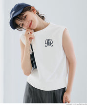 學院風刺繡LOGO短版無袖背心