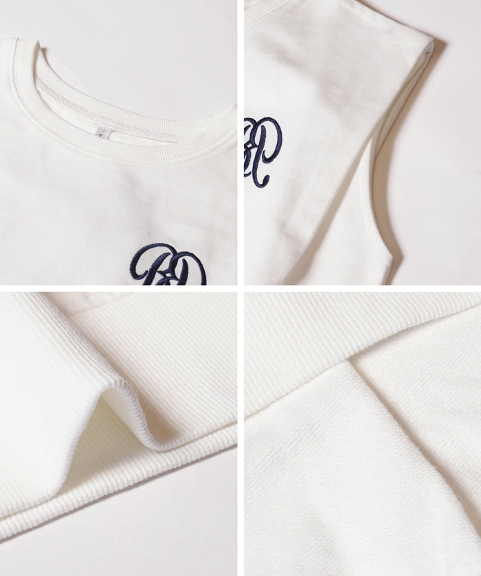 學院風刺繡LOGO短版無袖背心