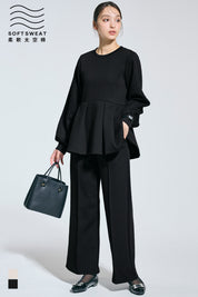 【柔軟太空棉】修身打摺休閒褲