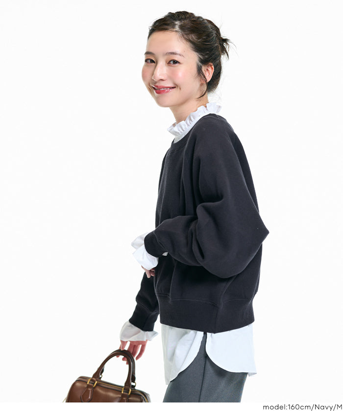 插肩袖短版磨毛衛衣