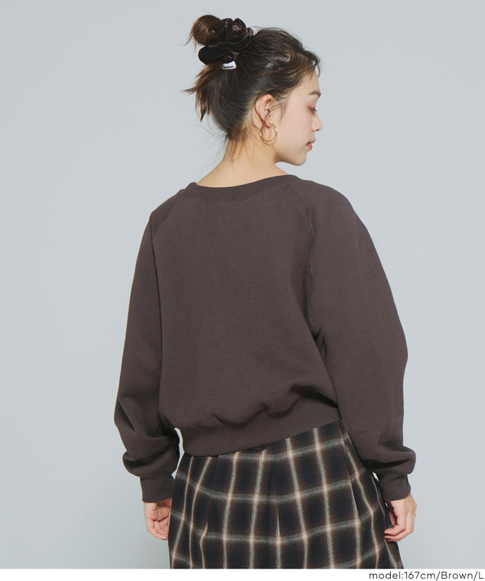 插肩袖短版磨毛衛衣