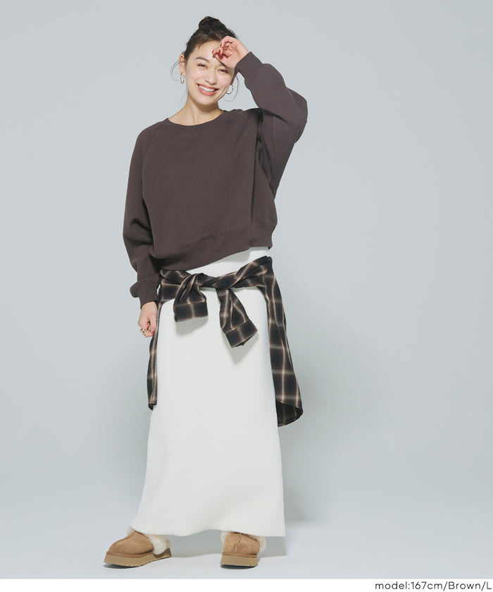 插肩袖短版磨毛衛衣