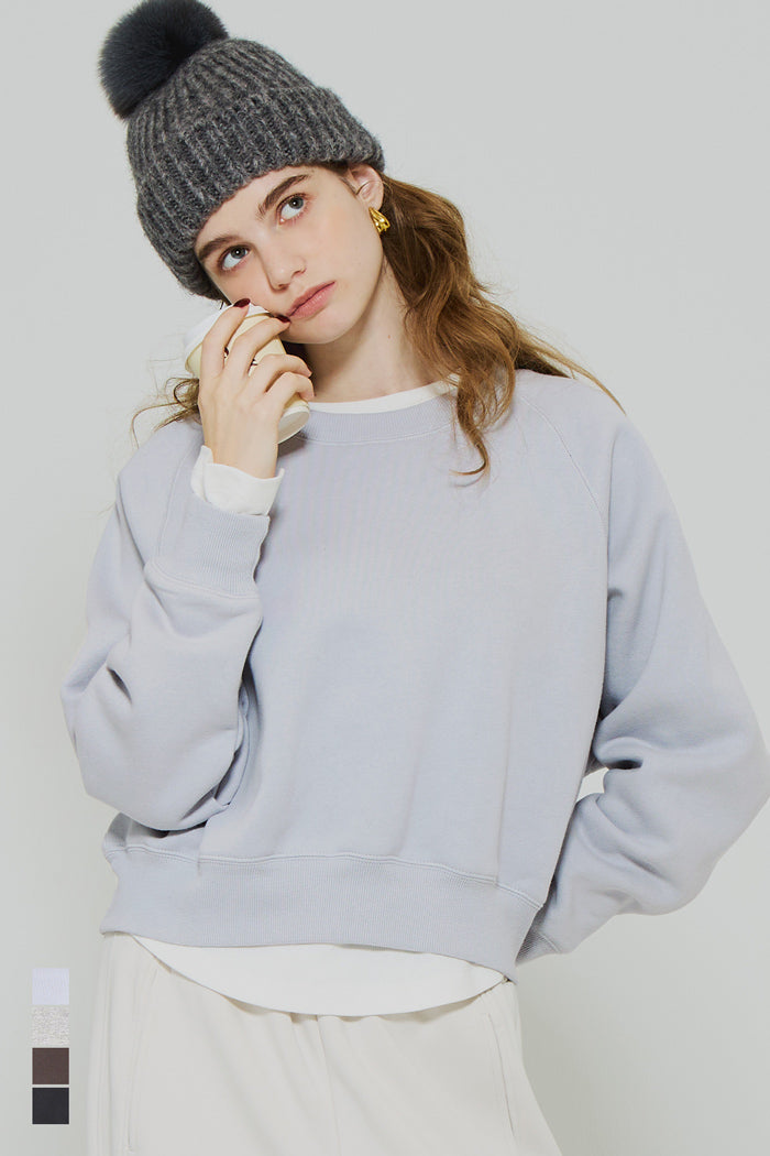 插肩袖短版磨毛衛衣