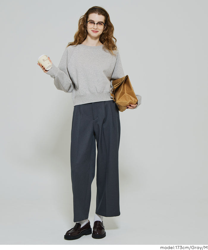 插肩袖短版磨毛衛衣