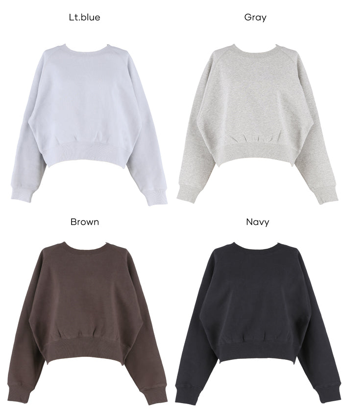 插肩袖短版磨毛衛衣