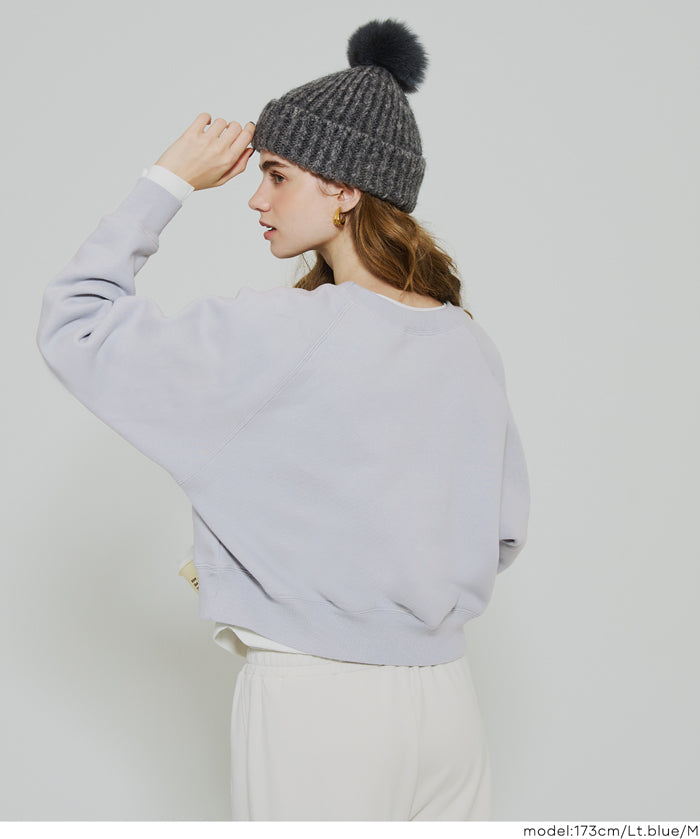 插肩袖短版磨毛衛衣