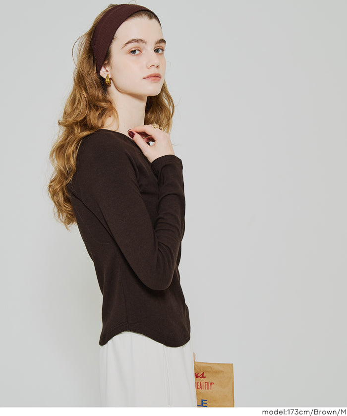 磨毛圓弧下擺長袖上衣