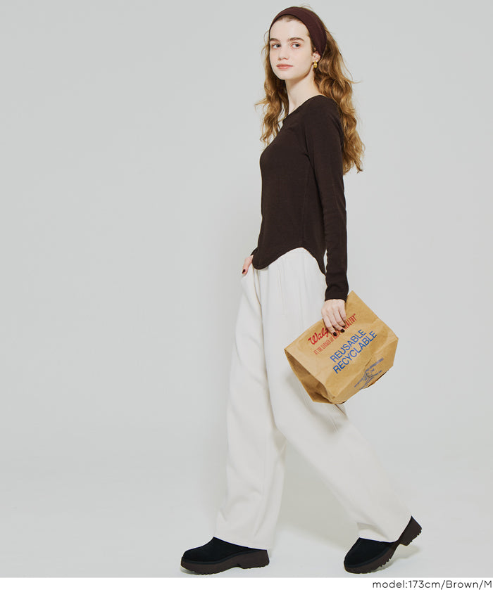 磨毛圓弧下擺長袖上衣