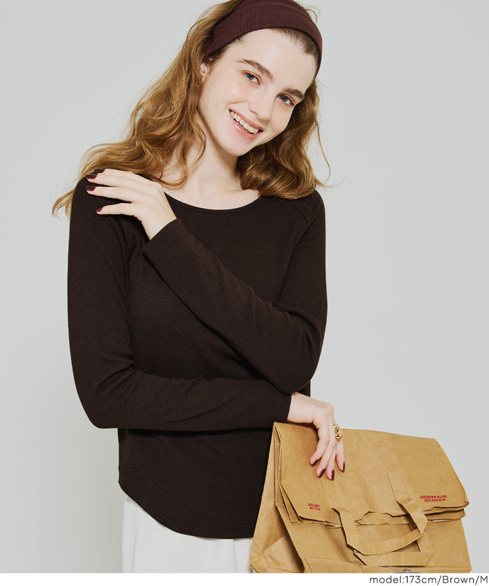 磨毛圓弧下擺長袖上衣