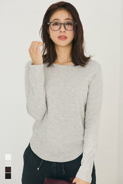 磨毛圓弧下擺長袖上衣