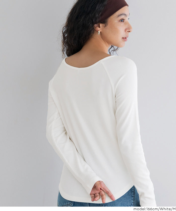 磨毛圓弧下擺長袖上衣