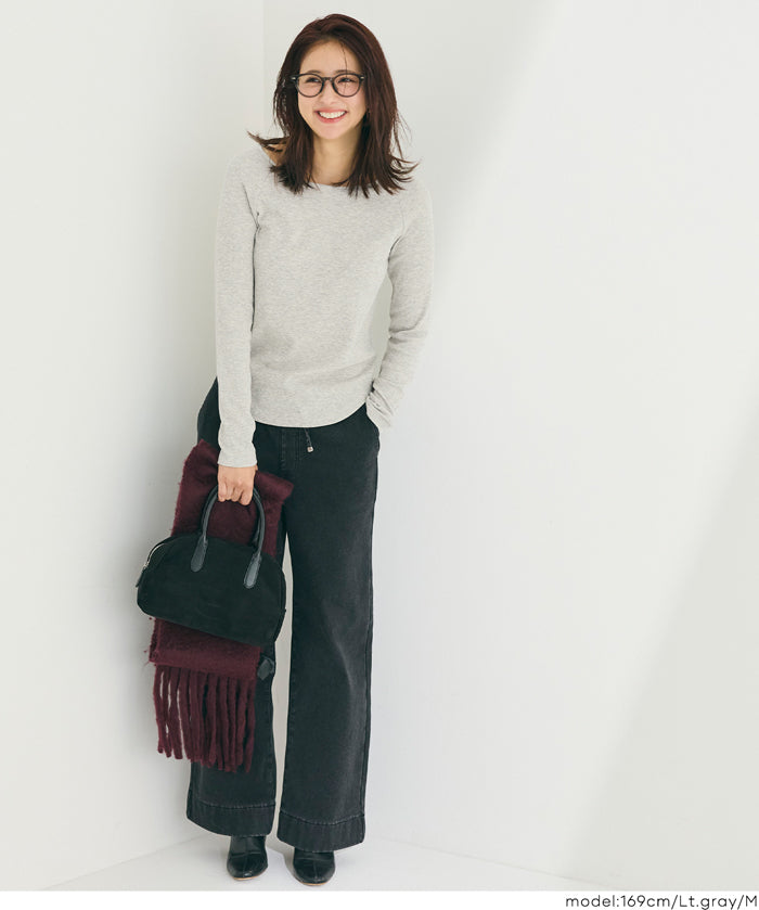 磨毛圓弧下擺長袖上衣