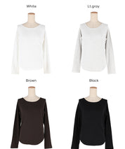 磨毛圓弧下擺長袖上衣