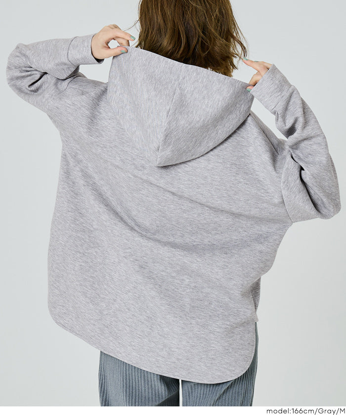 柔軟太空棉 寬鬆長袖連帽上衣