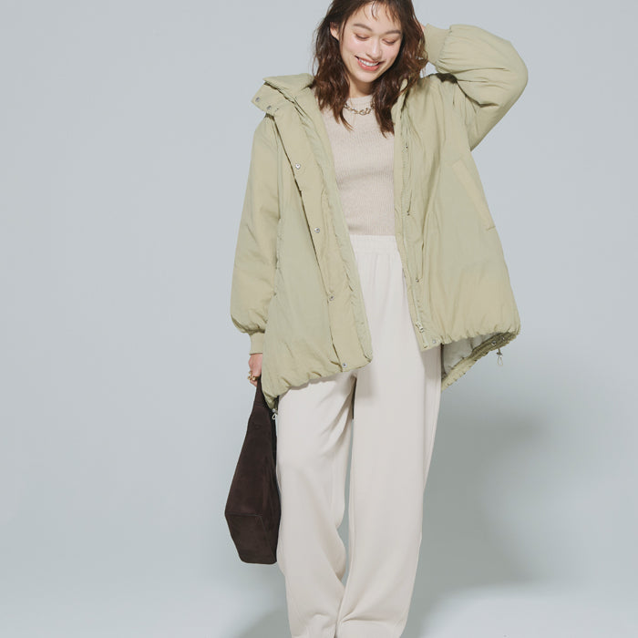 【柔軟太空棉】內裡磨毛休閒闊腿褲