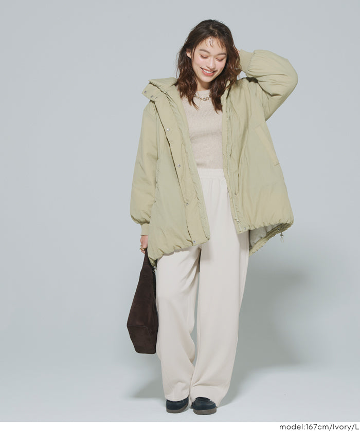 【柔軟太空棉】內裡磨毛休閒闊腿褲